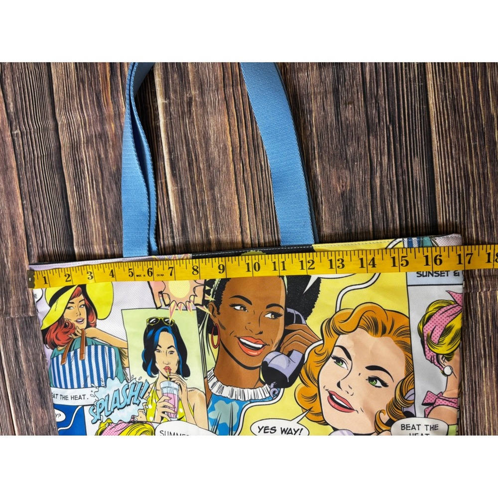 Estee Lauder Tote Bag Womens Blue Pop Art Comic Print Recycled Beach Shopper - Picture 11 of 14